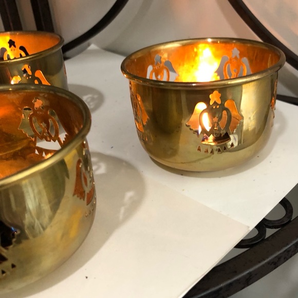 GIFT WORTHY..,Solid Brass Angel Votives with Candle Set of 4 - Picture 4 of 6